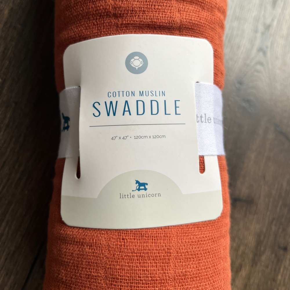 Little Unicorn Rust Cotton Muslin Swaddle - Picture 2 of 5